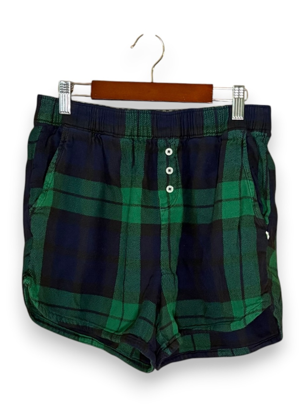 Aerie Plaid Boxer Shorts Size Small Navy Blue Green Pajamas PJ